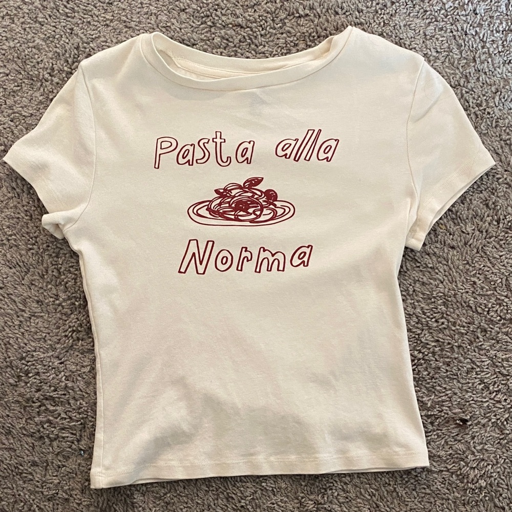 H&M Cream Graphic Tee with Red Print